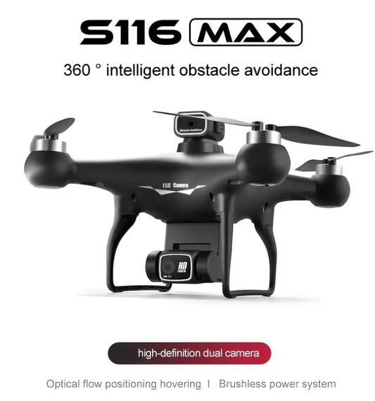 S116 foldable drone dual camera, brushless motor optical flow positioning, four side obstacle avoidance function,Special offer, star model, 46% discount