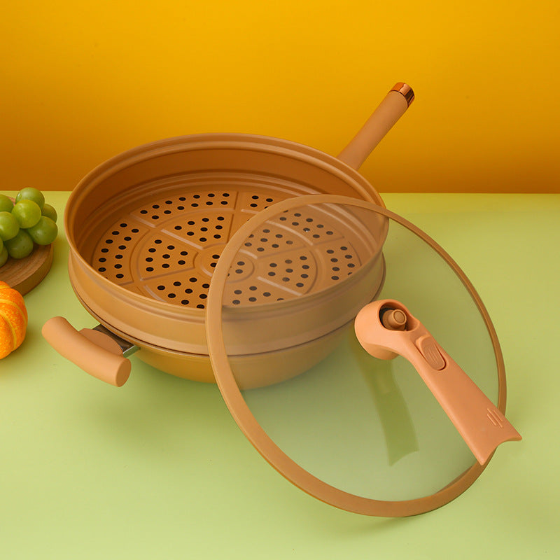 32cm Wok with Steamer Basket