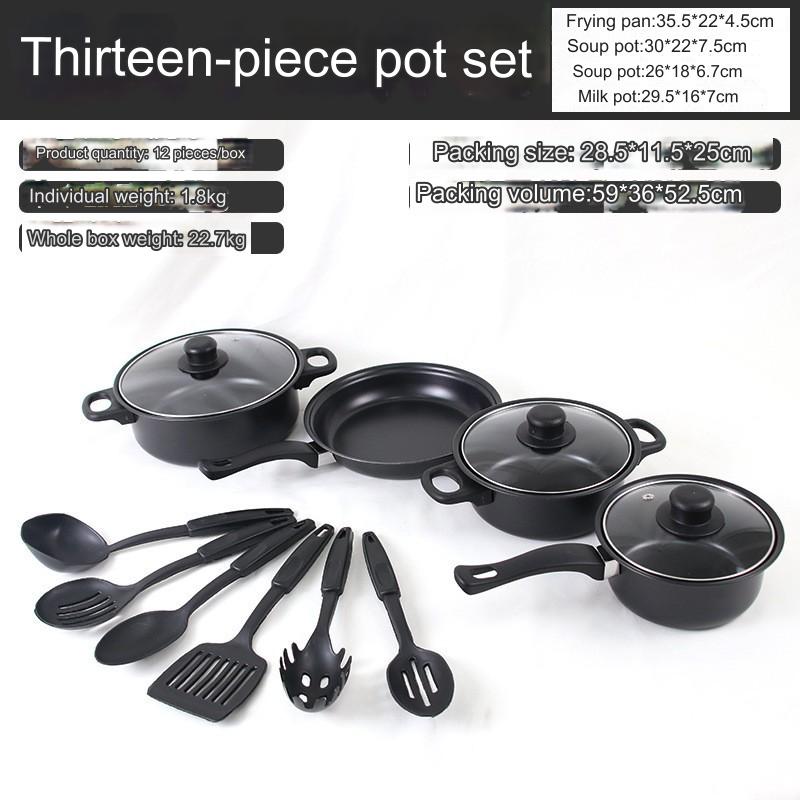 Hot-selling 13-piece pot set with non-stick soup pot milk pot frying pan